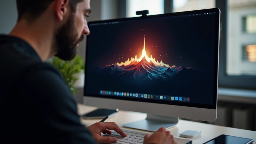 Pantalla mostrando logo animado con efectos de transición y movimientos suaves en tiempo real